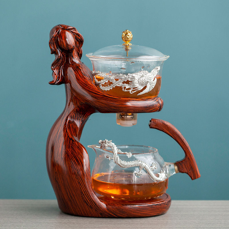 Maid Semi-automatic Tea Set Making Kungfu Glass Tea Infusers