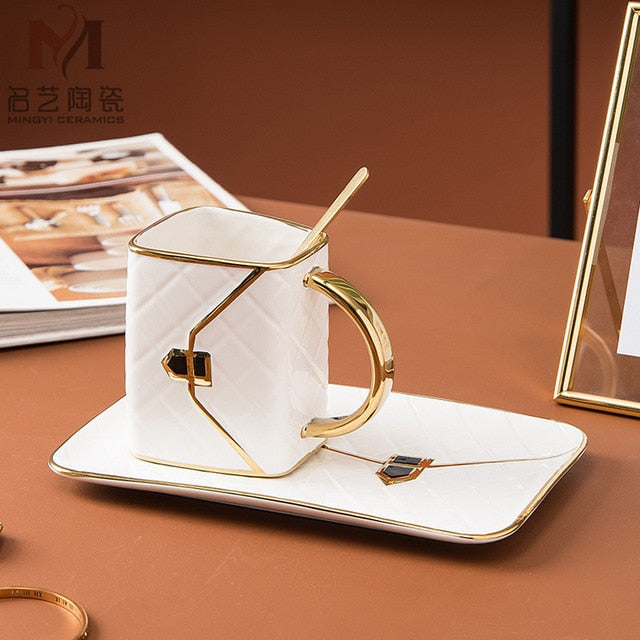 Wallet Ceramic Coffee Cup Saucer Spoon Set