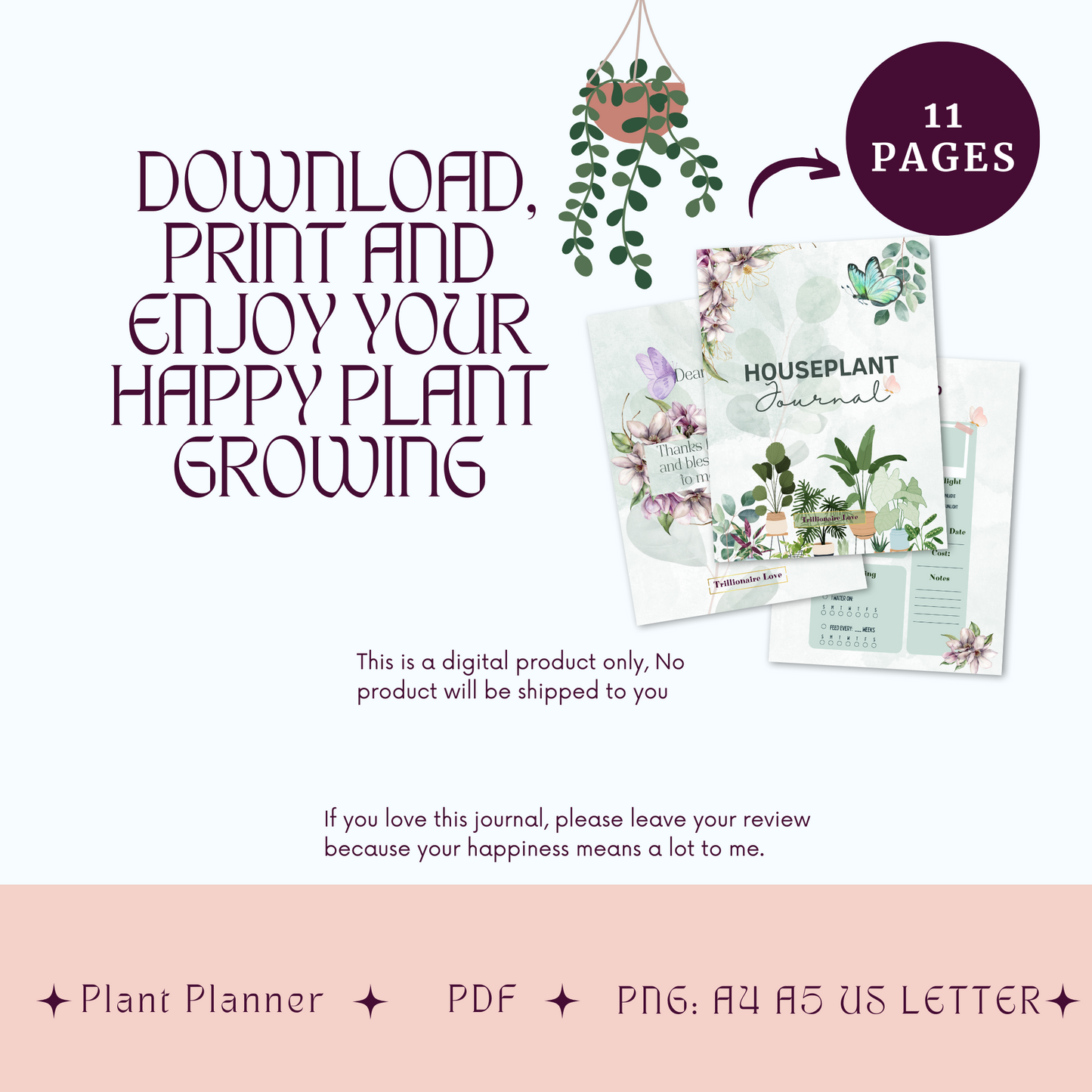 Ultimate Digital Houseplant Care Planner: Printable Indoor Plant Guide & Journal PDF