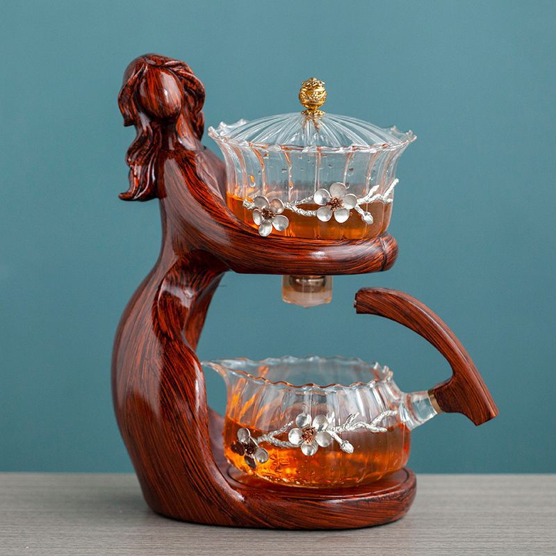 Maid Semi-automatic Tea Set Making Kungfu Glass Tea Infusers