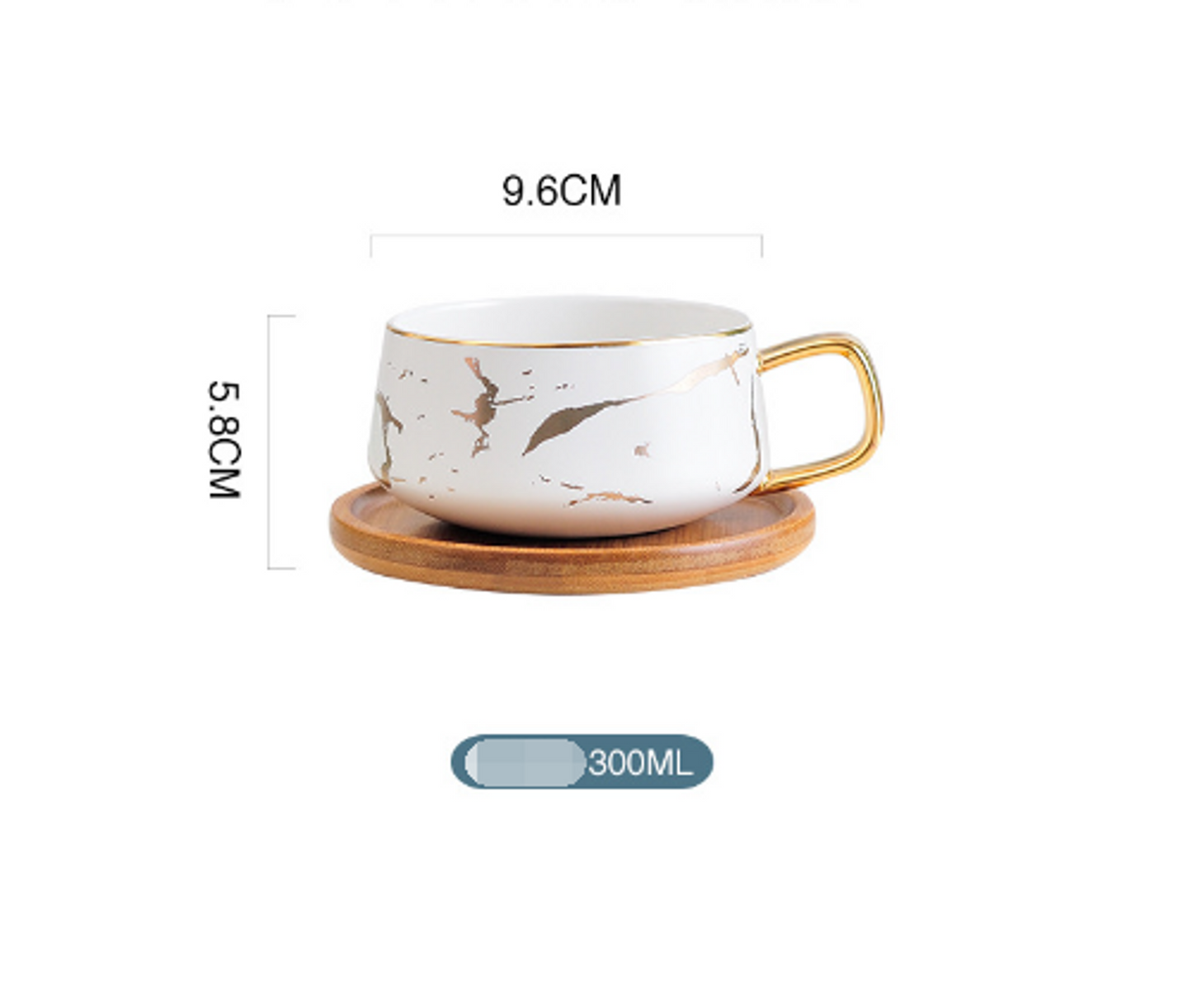 Coffee Mugs In White, Black and Gold Marble Effect Inlay