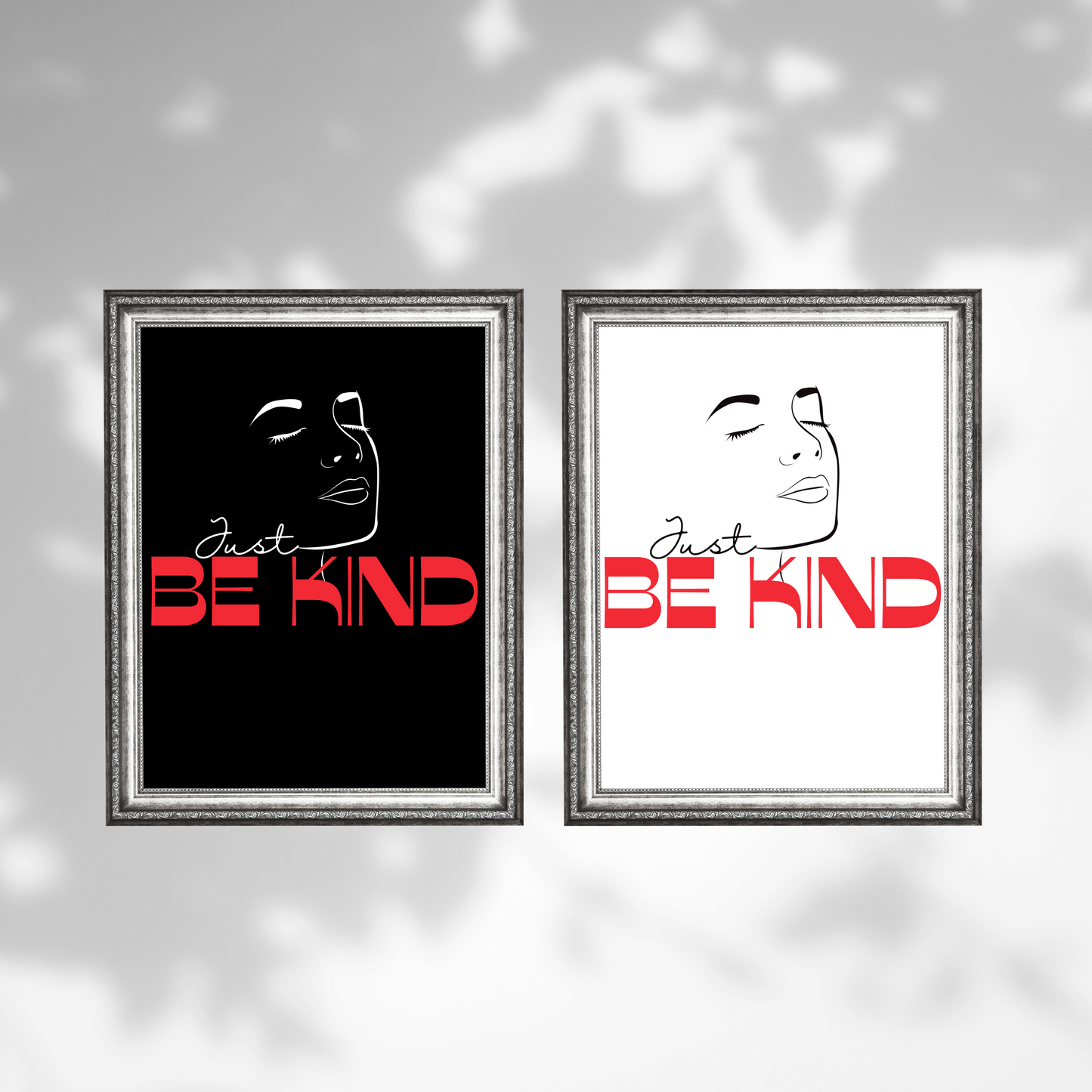 be kind wall art with a woman face art line