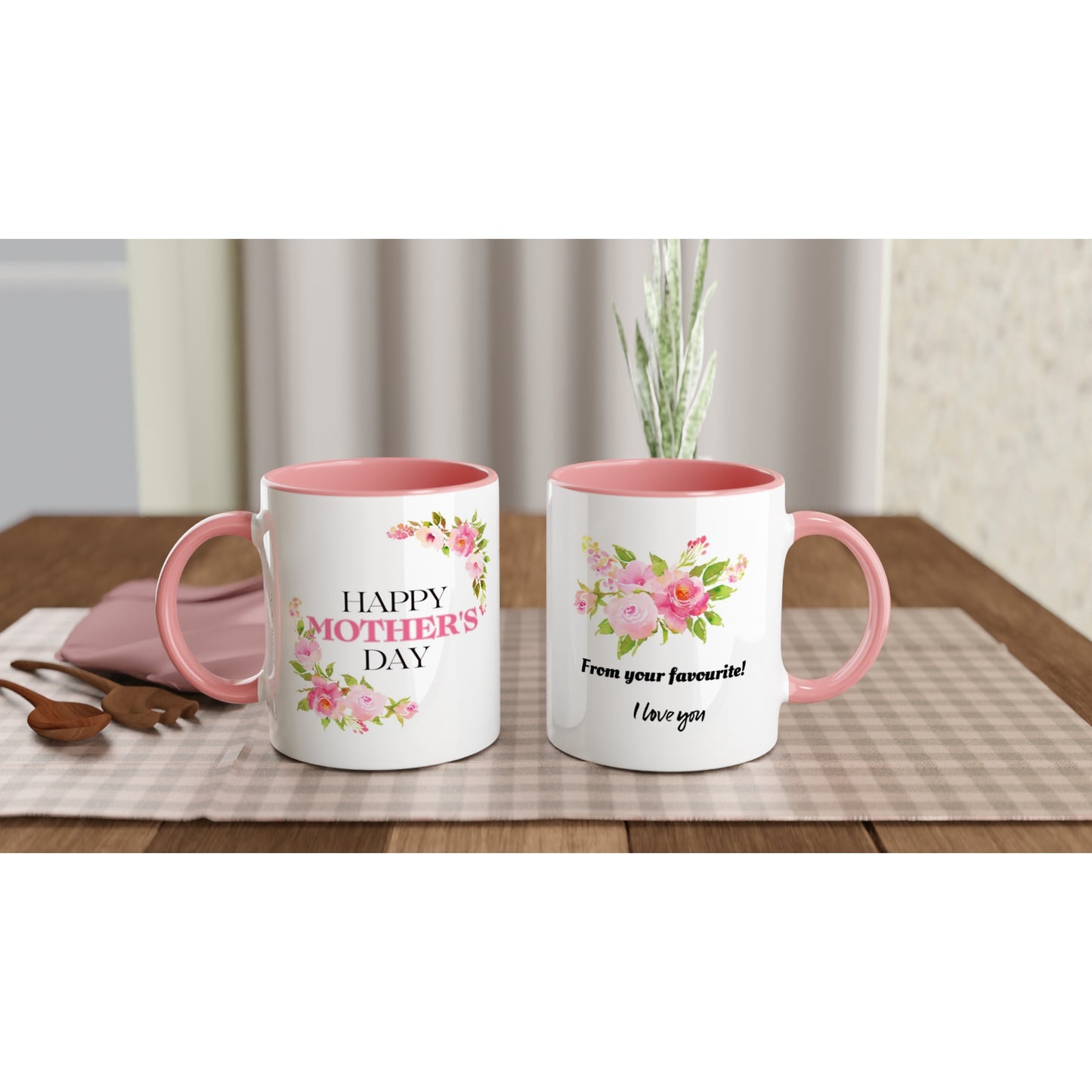 Happy Mother's Day Ceramic Mug with Colour Inside - Gift Idea From The Favourite one