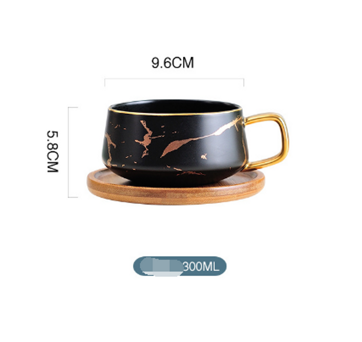Coffee Mugs In White, Black and Gold Marble Effect Inlay