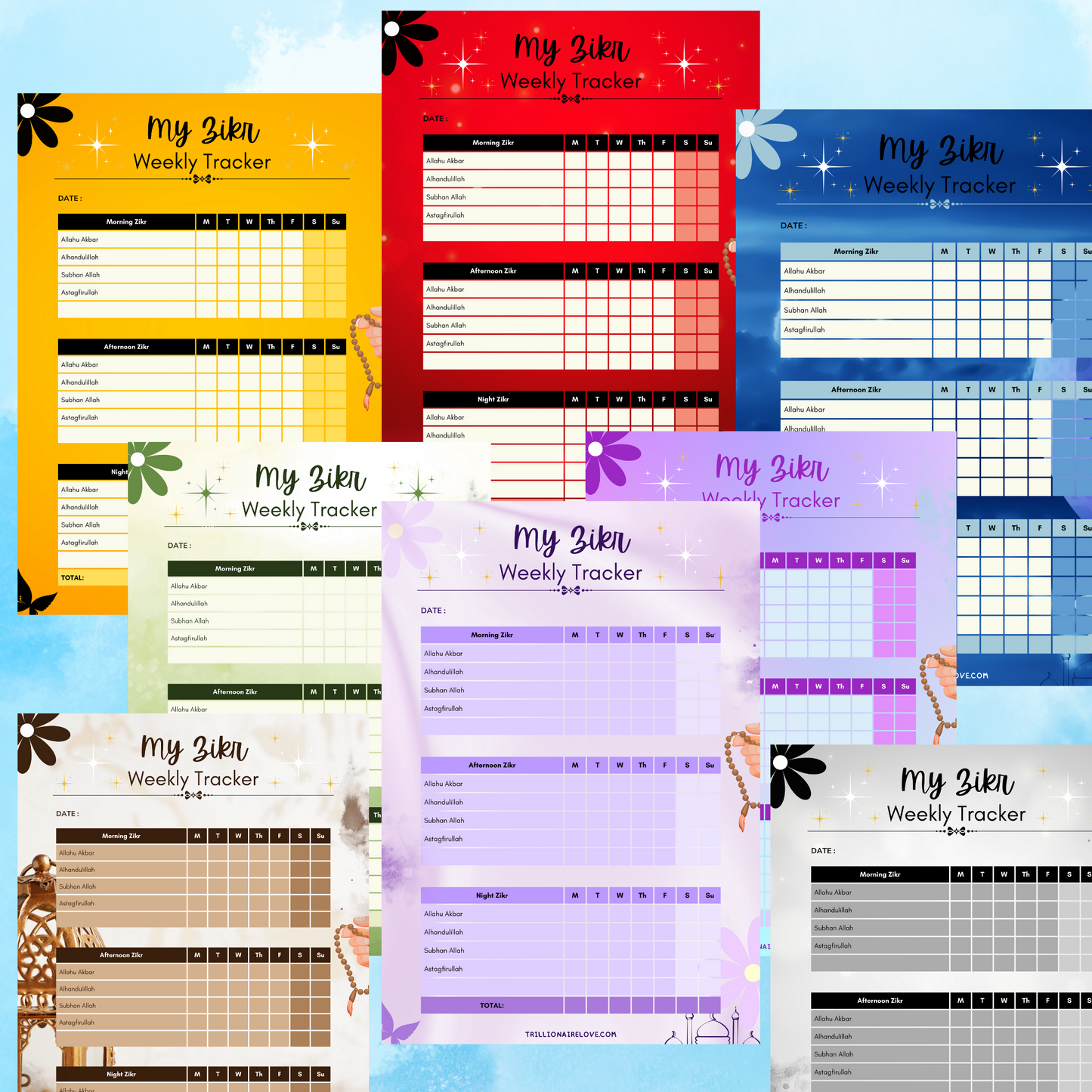 Salah tracker printable | Muslim prayer tracker| Zikr tracker | Instant download| Islamic planner printable