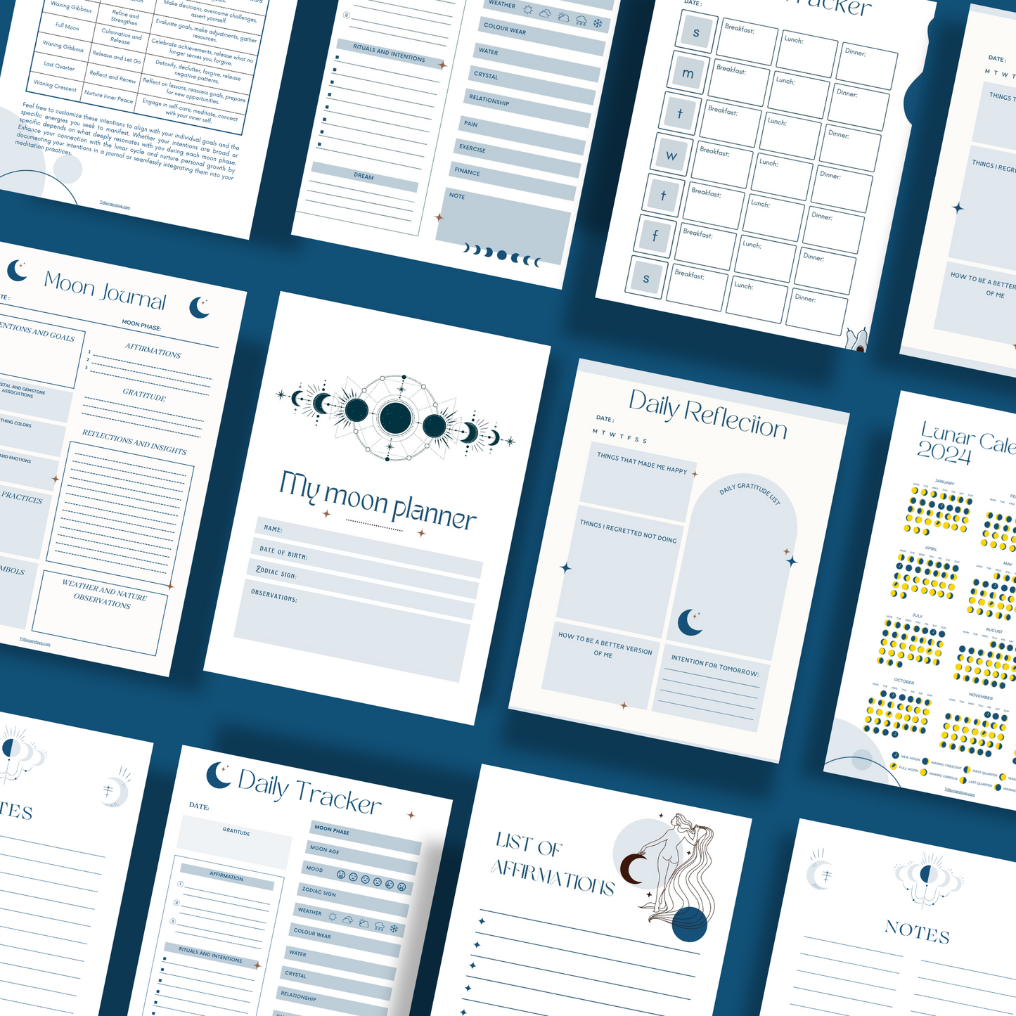 Moon Planner | Moon Journal | Moon Tracker | Moon Calendar | Digital Download