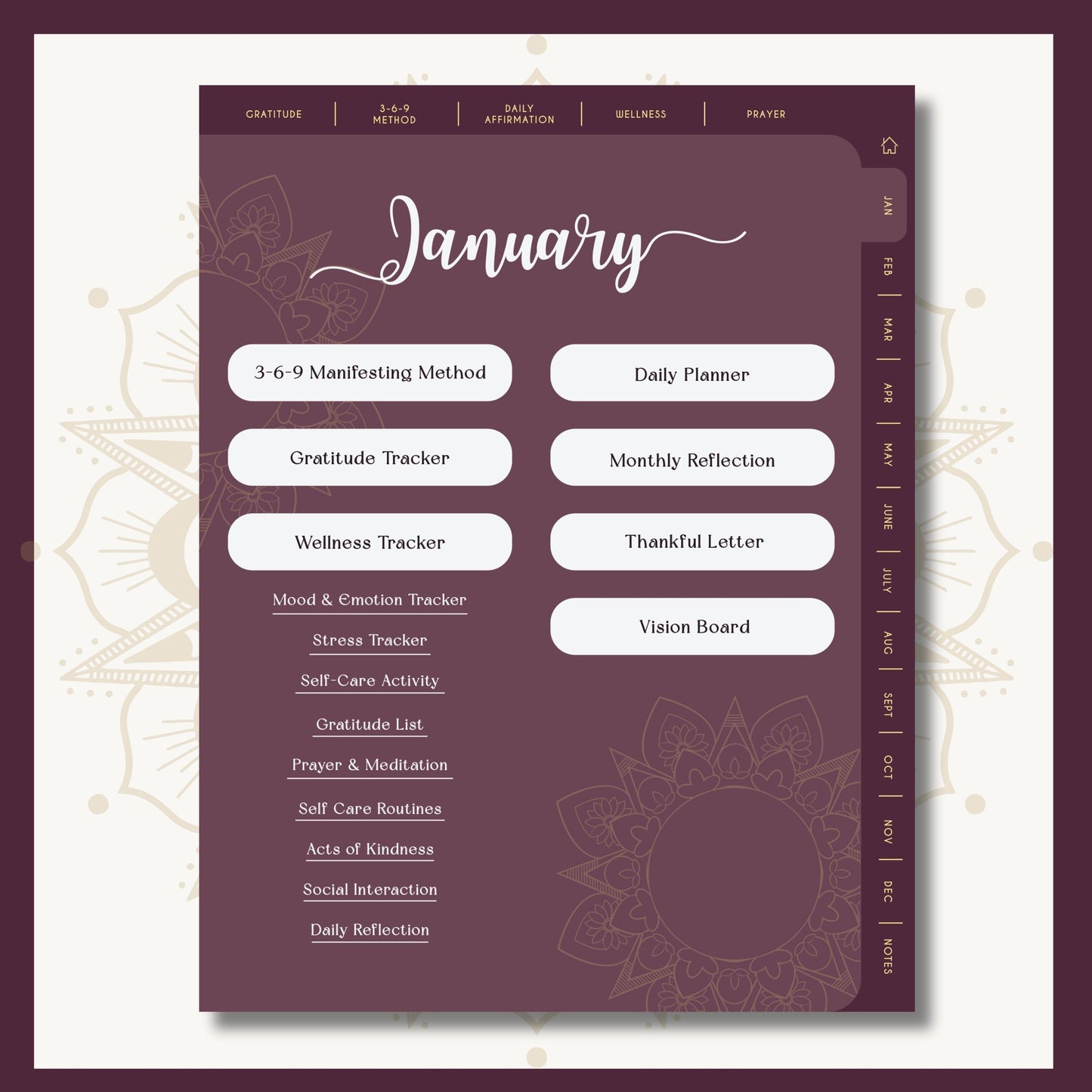 Affirmation Planner, Prayer Planner, self care planner, Mood Tracker, 369 Method, Vision Board, Prayer tracker, Gratitude Journal, Digital Gratitude Planner, Mindfulness Journal, Gratitude Tracker, Goodnotes Planner, printable gratitude journal