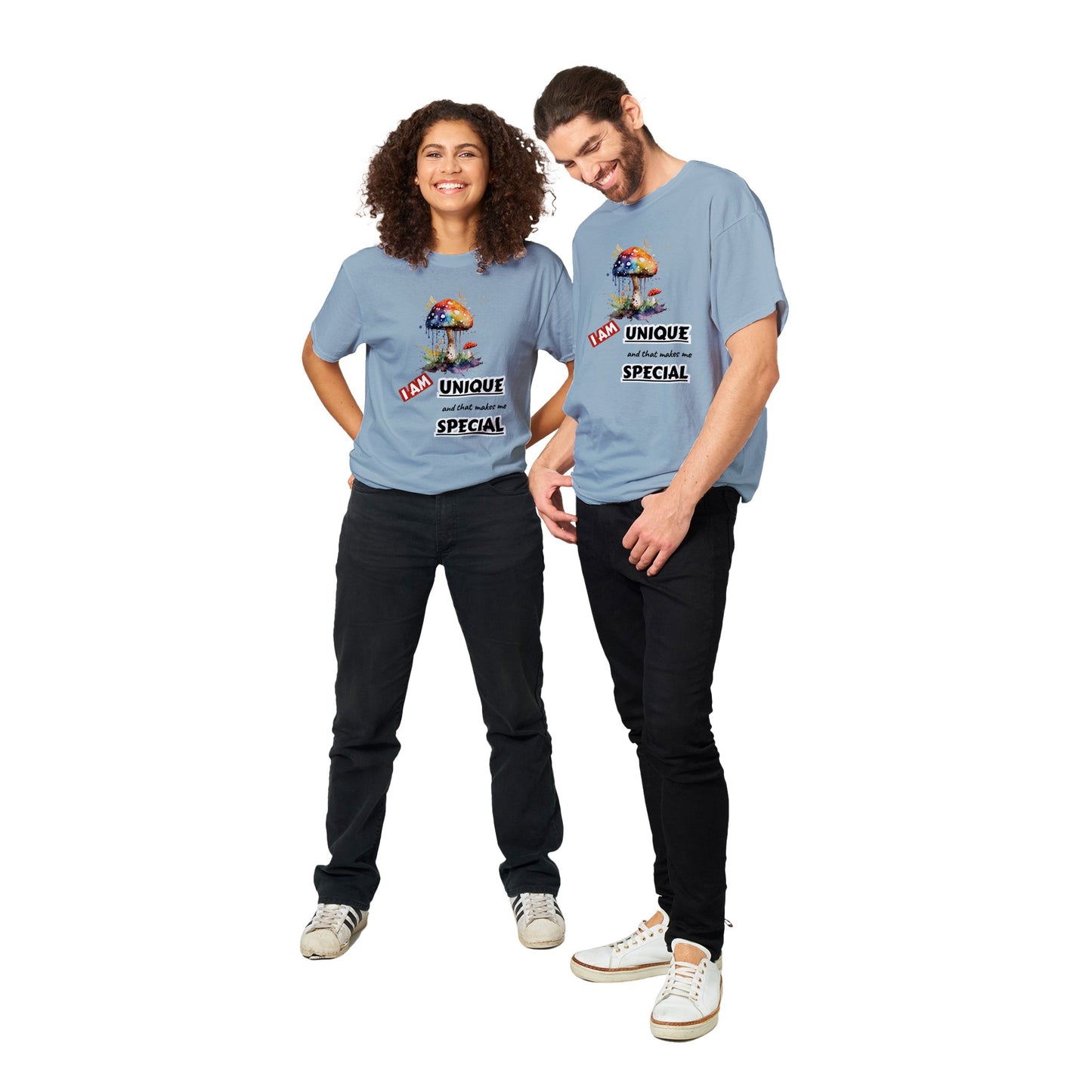 Inspirational Unisex T-shirt, "I AM UNIQUE, and that makes me SPECIAL"- Motivational Mushroom Unique Gift Idea