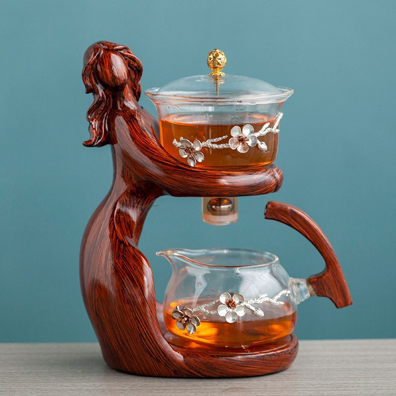 Maid Semi-automatic Tea Set Making Kungfu Glass Tea Infusers