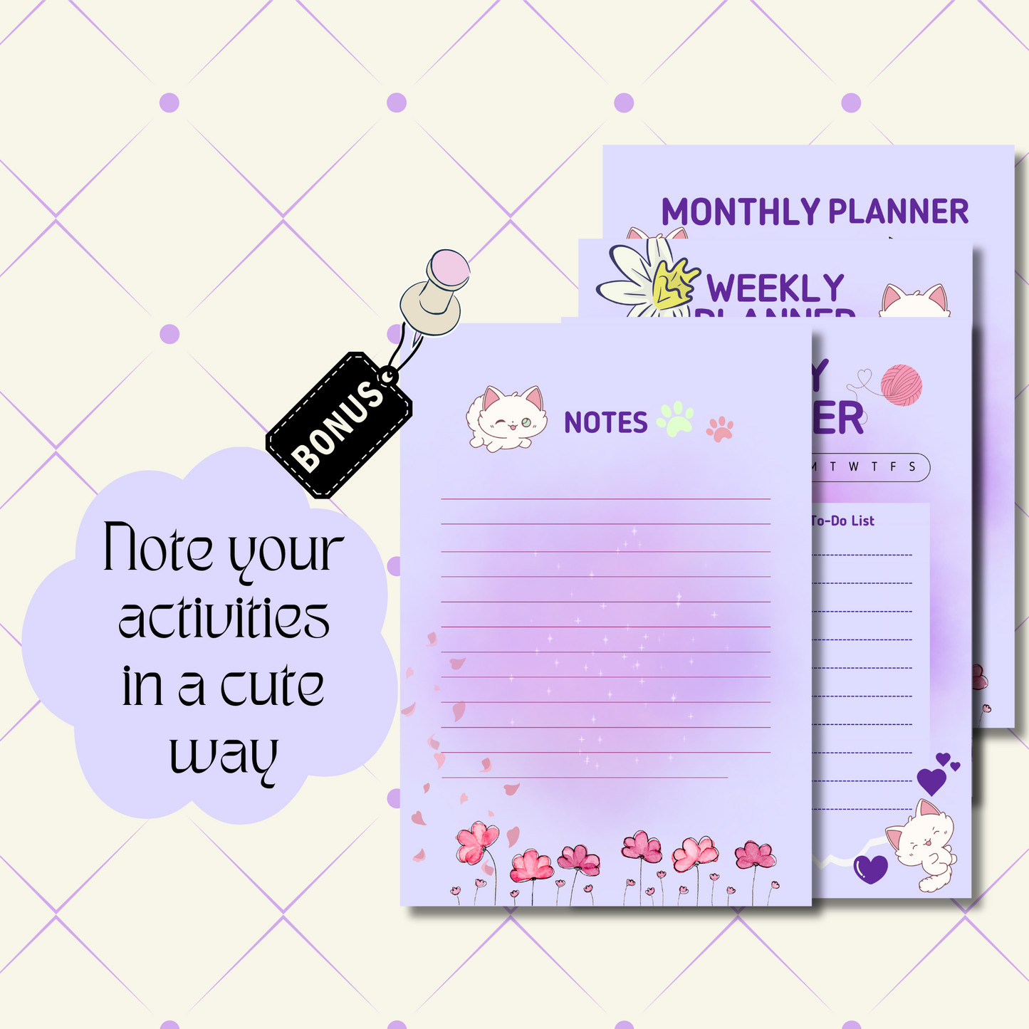 Cute Daily Planner Printable, Weekly Planner, Monthly Planner, A4 & A5