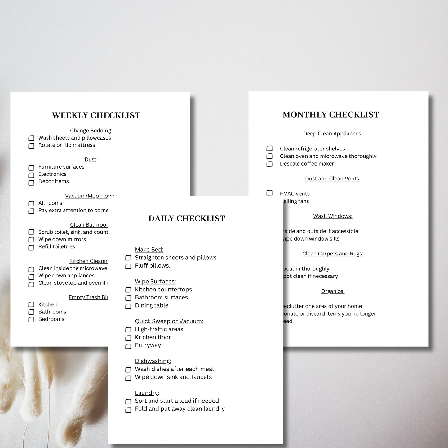Minimalist Cleaning Checklist, Home Office Cleaning Schedule, Cleaning Planner, Cleaning Template