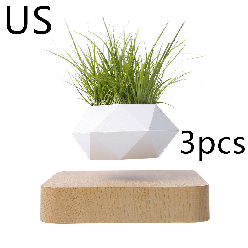 Modern Magnetic Wood Grain Potted Plant Vase - Feng Shui Home