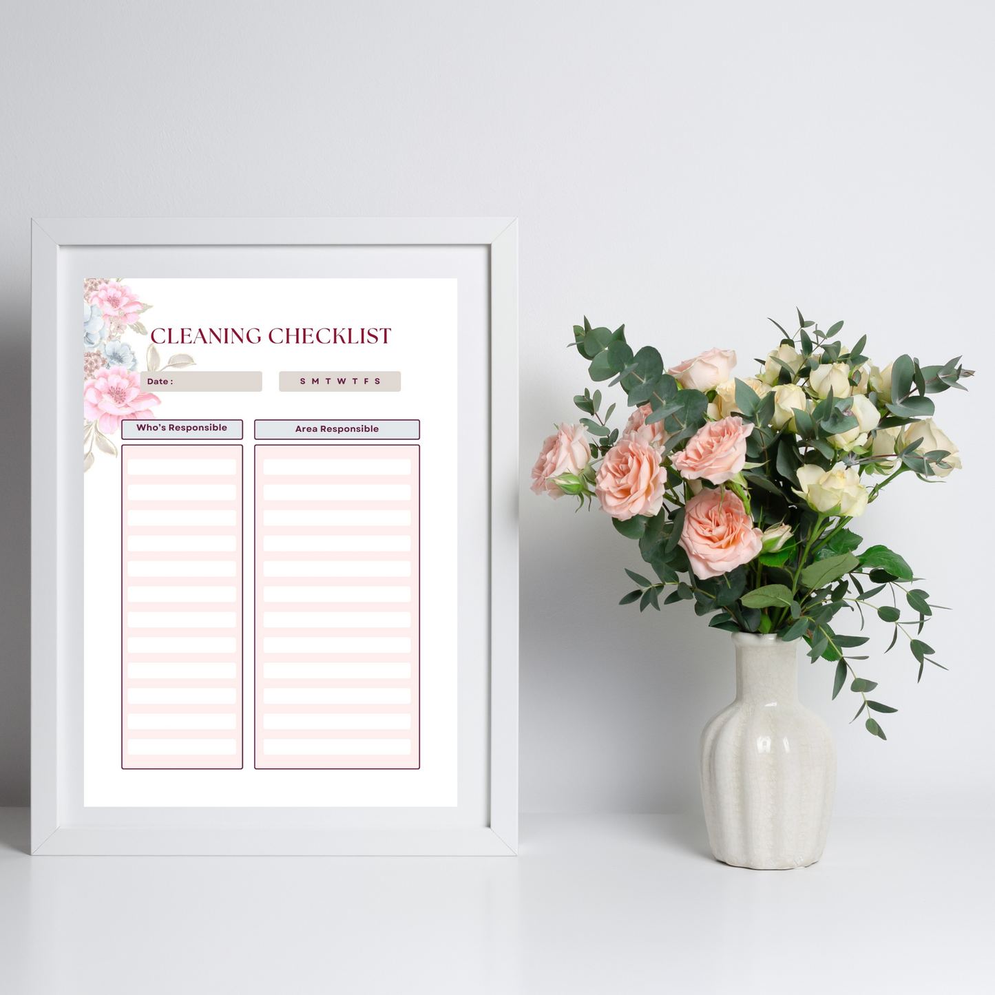 This cleaning checklist template allow you to know who is in charge of each area