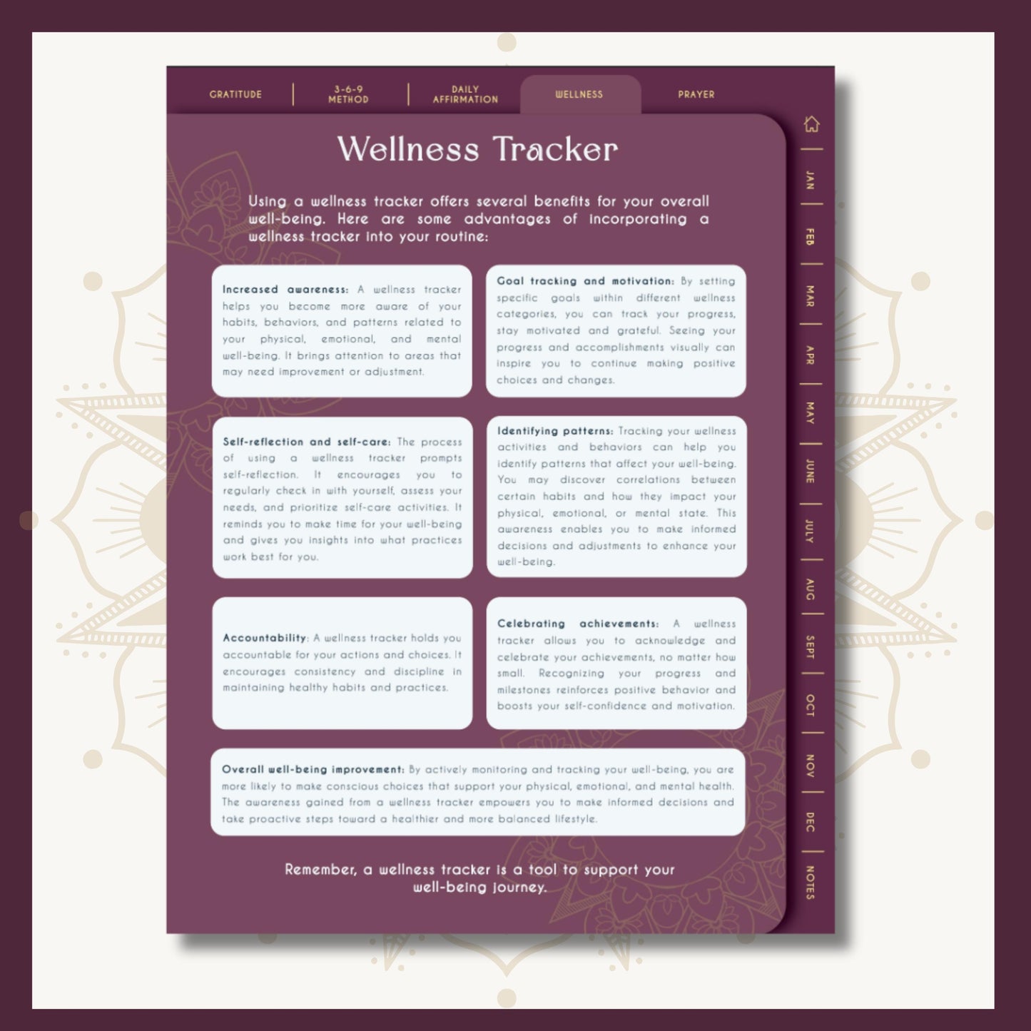 Digital Gratitude Journal, Goodnotes Hyperlinked Planner, Growth Mindset Notebook