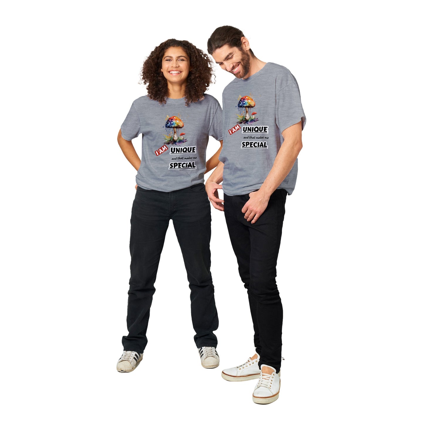 Inspirational Unisex T-shirt, "I AM UNIQUE, and that makes me SPECIAL"- Motivational Mushroom Unique Gift Idea