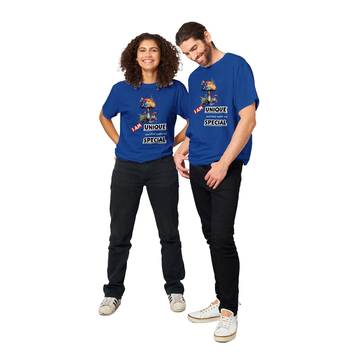 I AM UNIQUE, AND THAT MAKES ME SPECIAL - INSPIRATIONAL QUOTES FASHION COLOURFUL MUSHROOM MEN WOMEN DARK BLUET-SHIRT