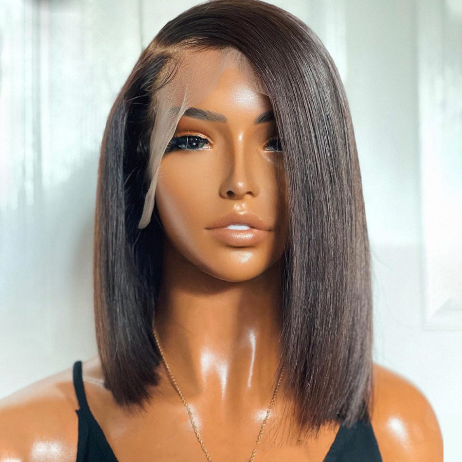 100% Real Human Hair Super Double Drawn Straight Lace Frontal Wig