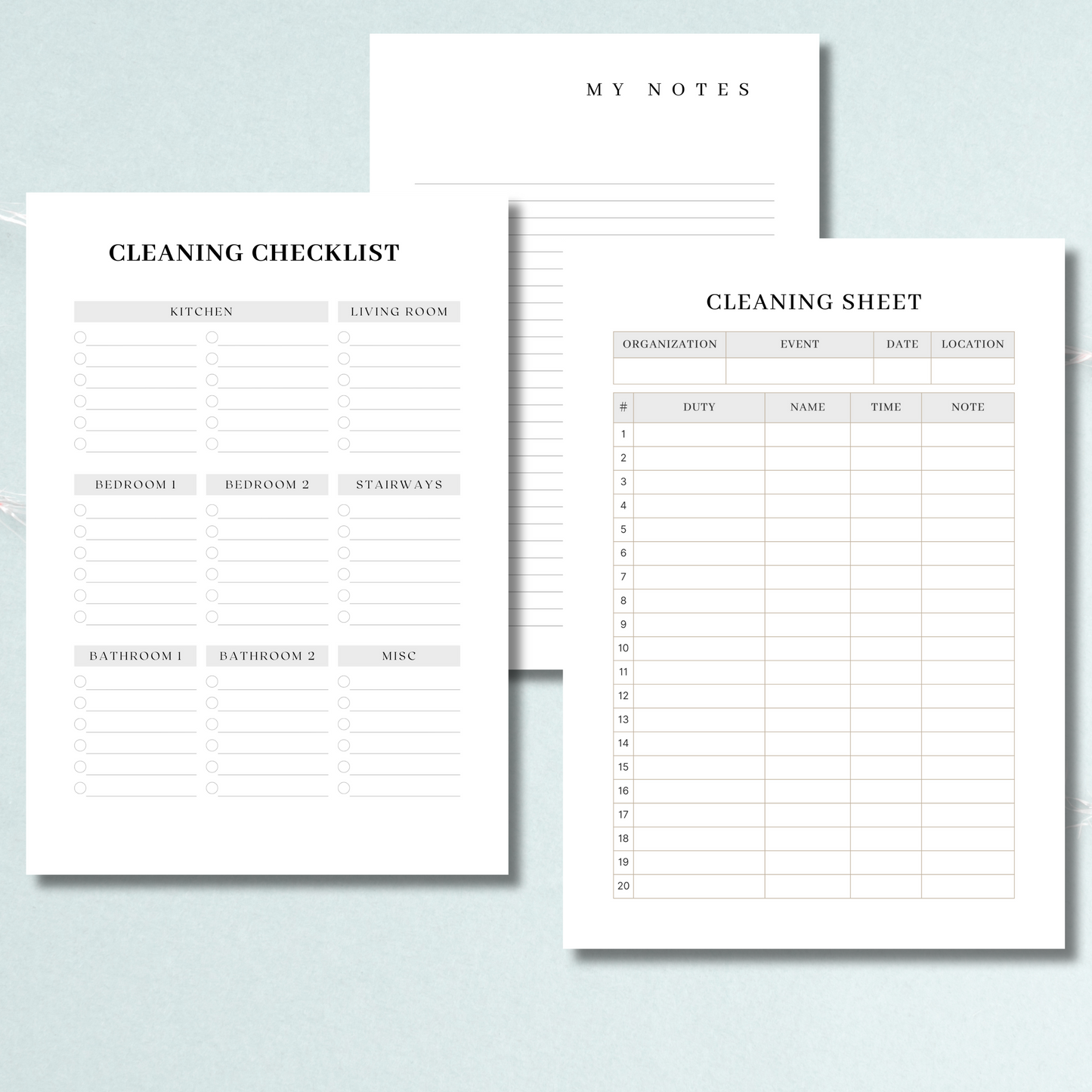 Minimalist Cleaning Checklist, Home Office Cleaning Schedule, Cleaning Planner, Cleaning Template