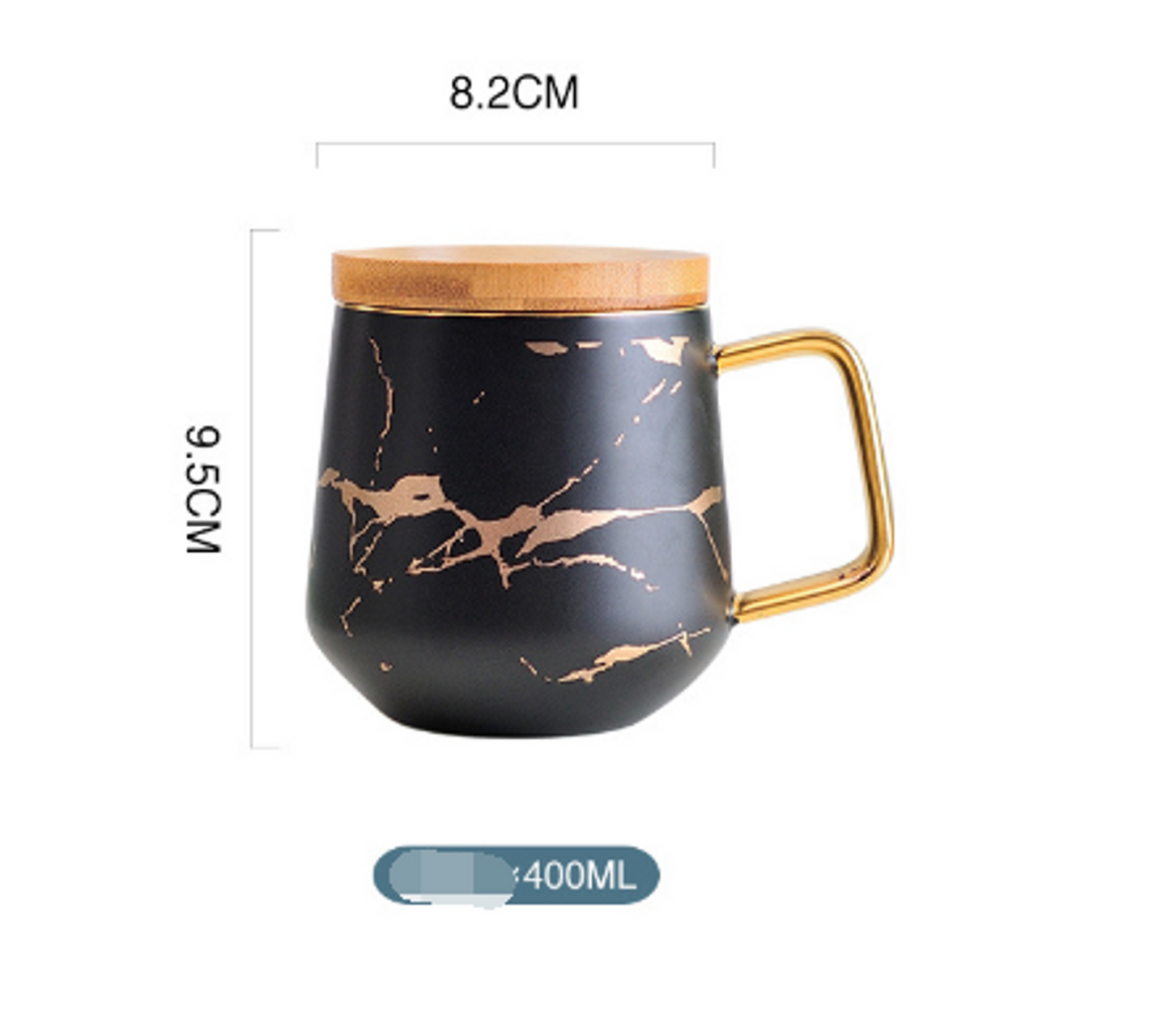 Coffee Mugs In White, Black and Gold Marble Effect Inlay