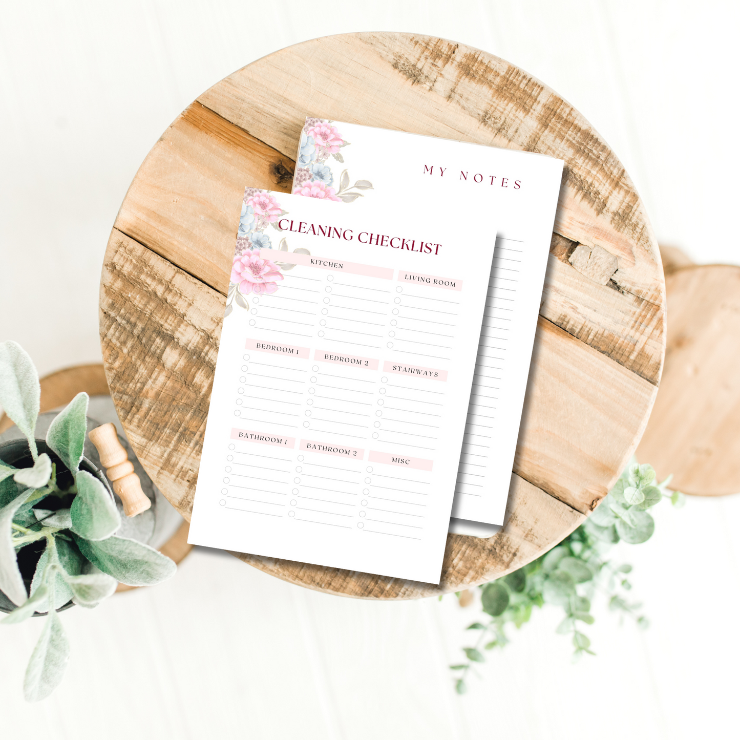 Pink Flower Cleaning Planner Printable, Home Cleaning Spreadsheet, Pink Cleaning Template, A4/A5, Instant Download