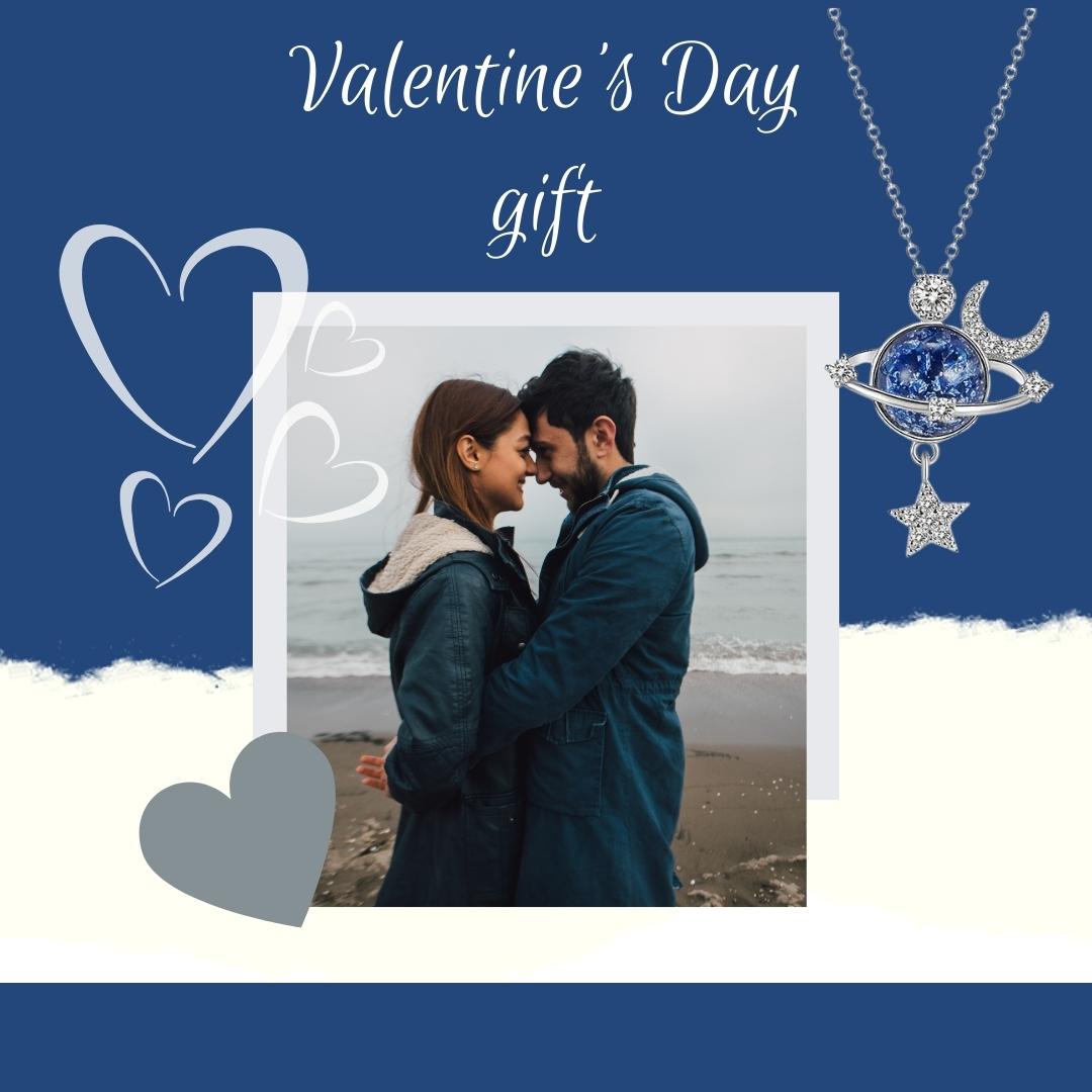 Taylor Swift Necklace, Blue Opal Moon, Saphire Pendant, Crystal Moon, Planet, Saturn, Star, I Love You To The Moon And To Saturn Necklace, Valentine Gift.