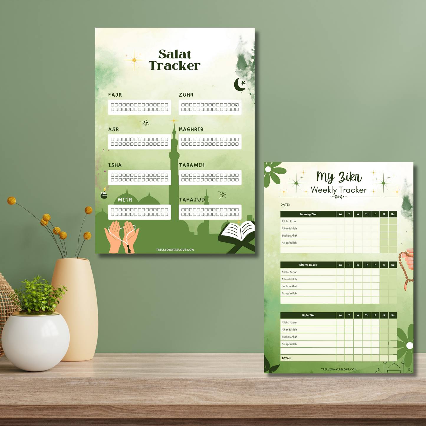 Salah tracker printable | Muslim prayer tracker| Zikr tracker | Instant download| Islamic planner printable