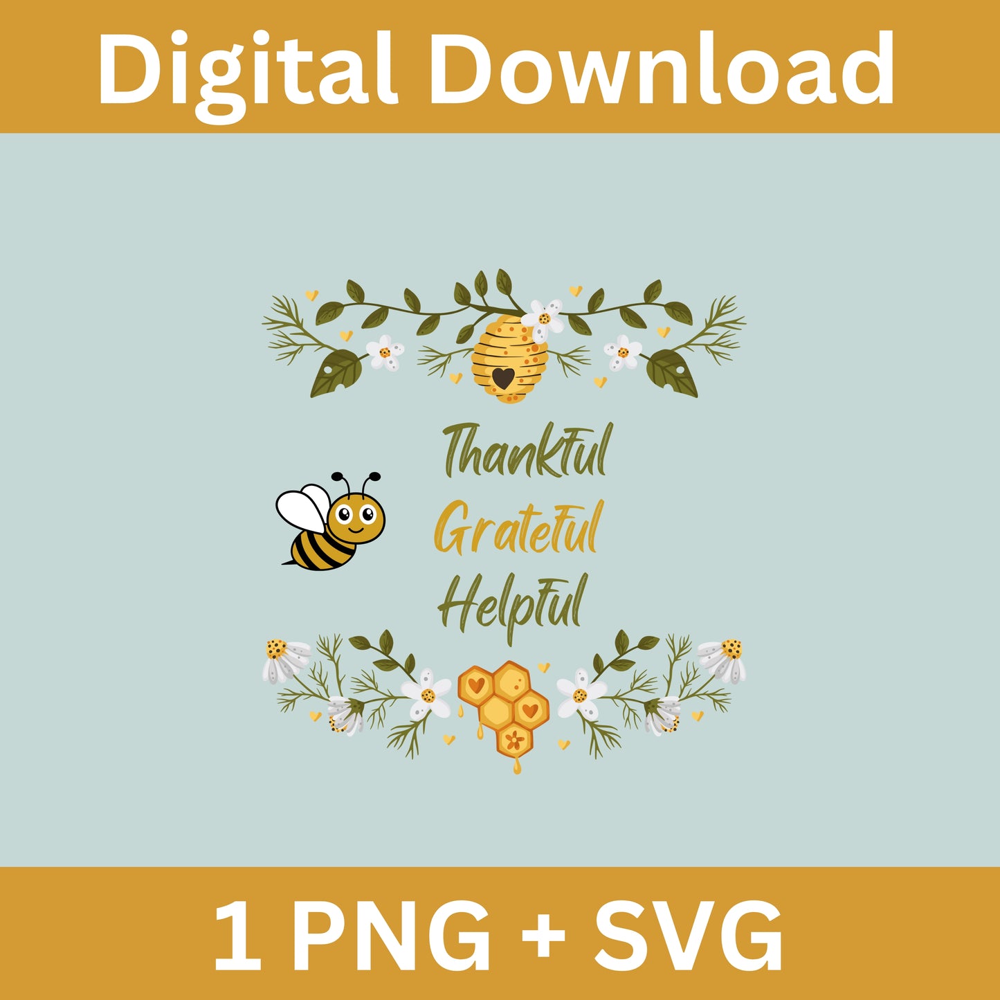 Retro Bee Svg, Thankful SVG | Thanksgiving Shirt SVG | Fall Shirt SVG | | Bee Thankful Grateful Helpful Svg | Be Grateful Svg, Bumble Bee, files for cricut, sublimation, t-shirt, hoodie, mug, sweatshirt, wall art, sticker and more