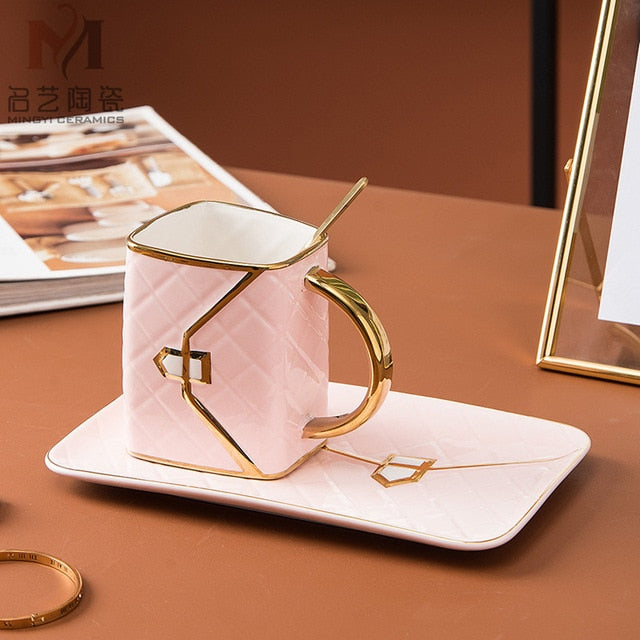 Wallet Ceramic Coffee Cup Saucer Spoon Set