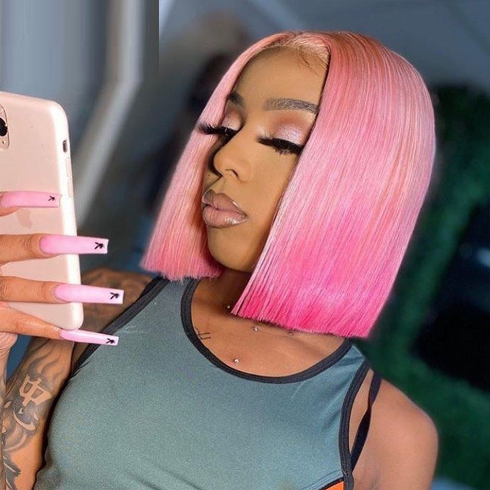 #613 Pink Gradient Front Lace 100% Human Hair