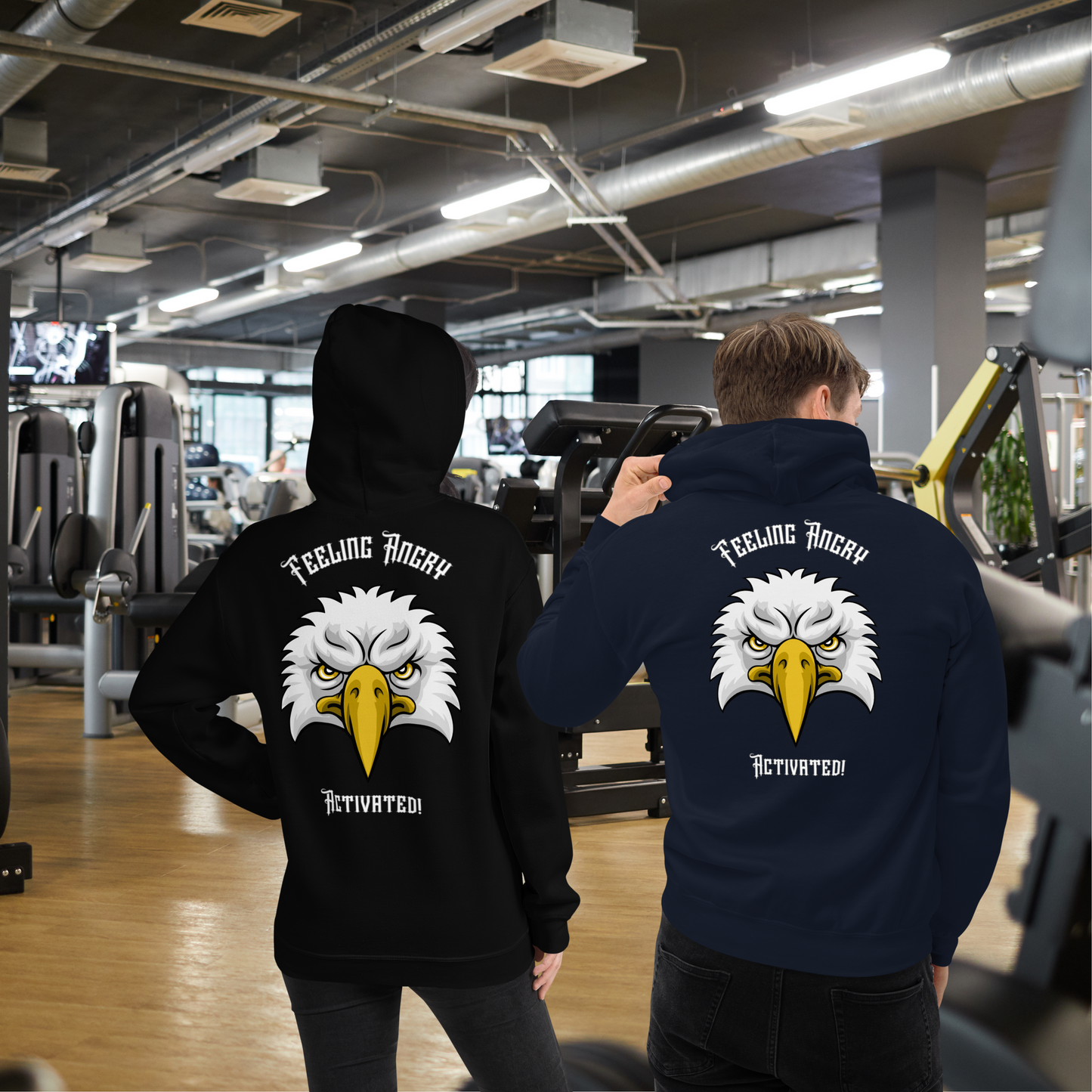 Motivational Unisex Hoodie with Affirmation: Feeling Angry Activated! An image of an angry bird in the hoodie. Funny Humour Hoodie, Graphic Hoodie, Gift idea