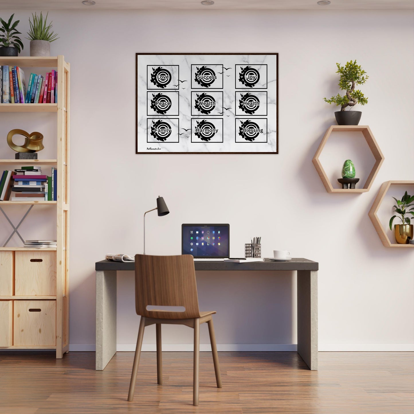 Grey Marble Inspirational Premium Matte Paper Wooden Framed Poster