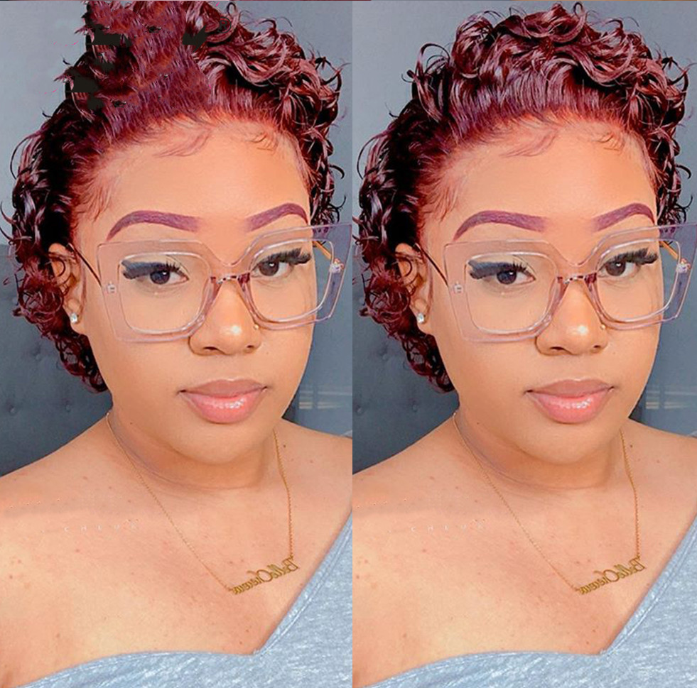 European And American Popular Wine Red Short Curly Wig