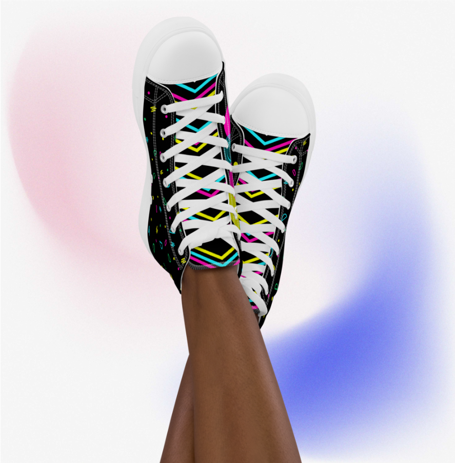 Inspirational High Top Canvas Shoes | Unisex | Toucan Exotic Bright Love Colour- Fashion With Meaning - US Size