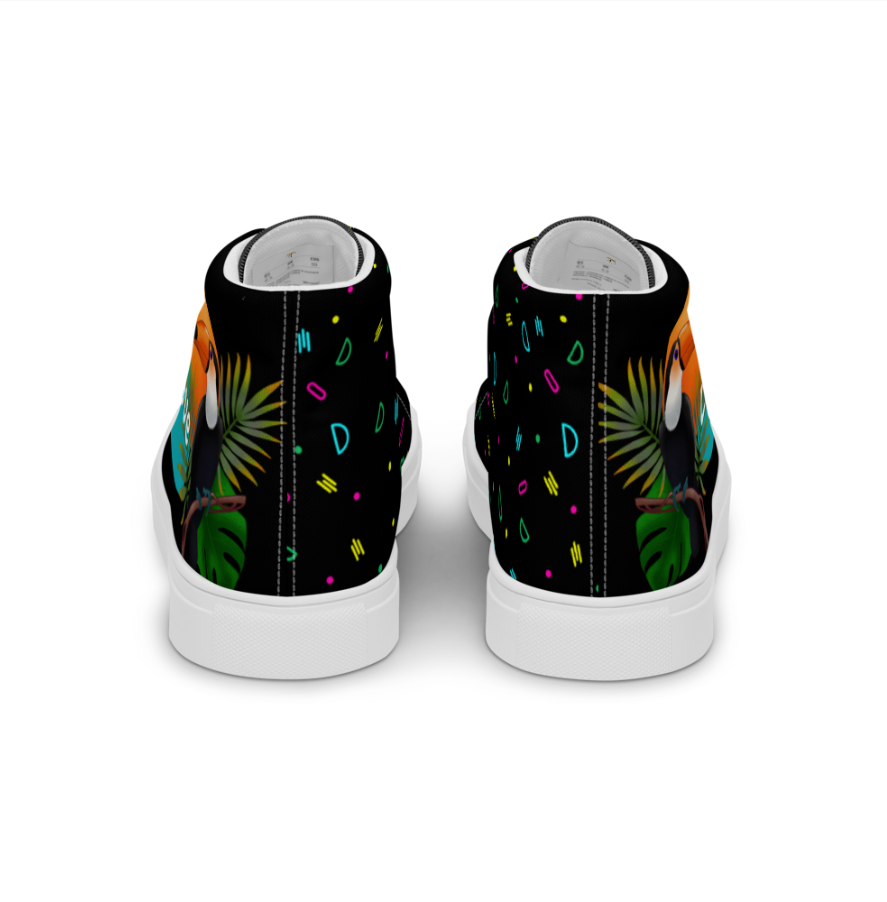 Inspirational High Top Canvas Shoes | Unisex | Toucan Exotic Bright Love Colour- Fashion With Meaning - US Size