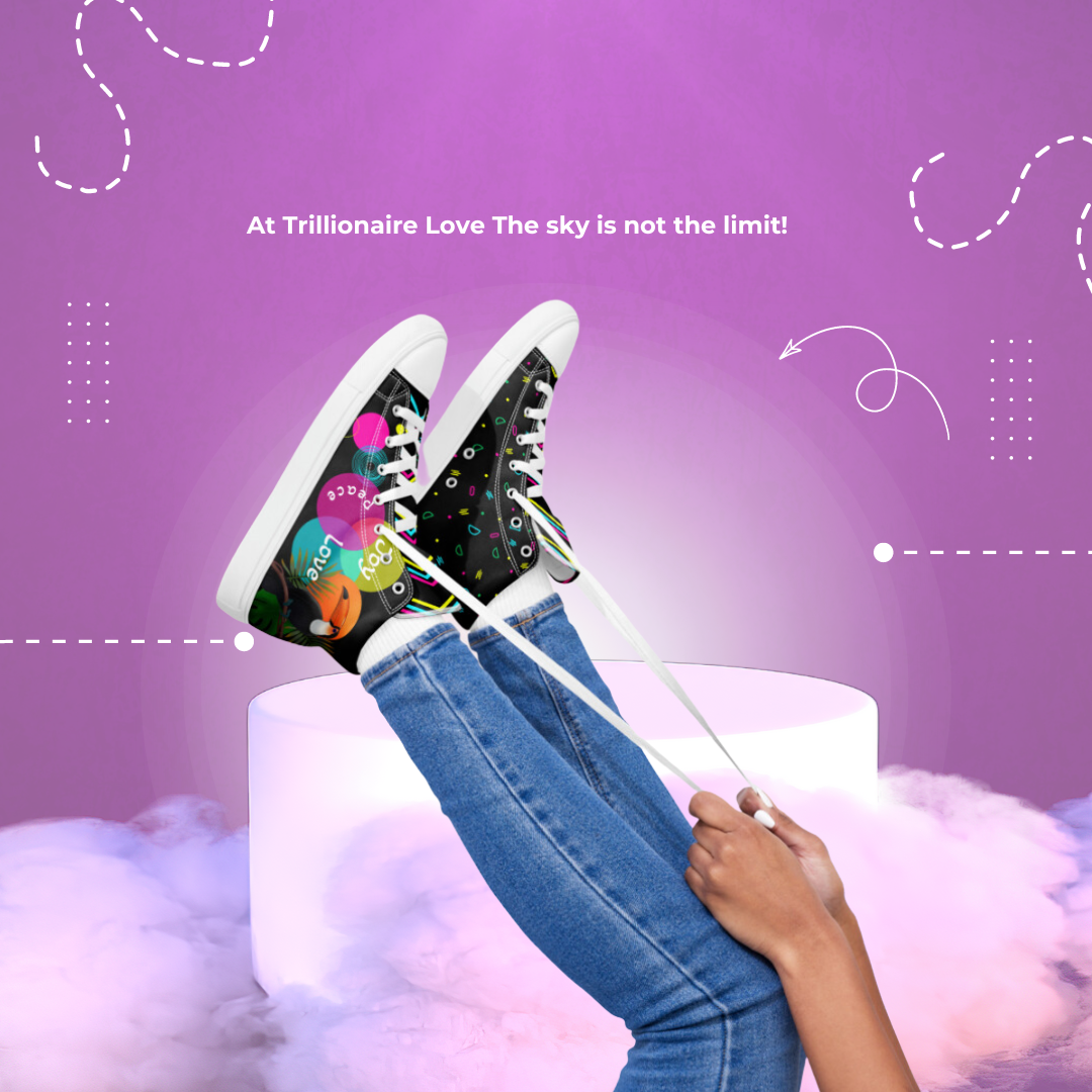 Inspirational High Top Canvas Shoes | Unisex | Toucan Exotic Bright Love Colour- Fashion With Meaning - US Size