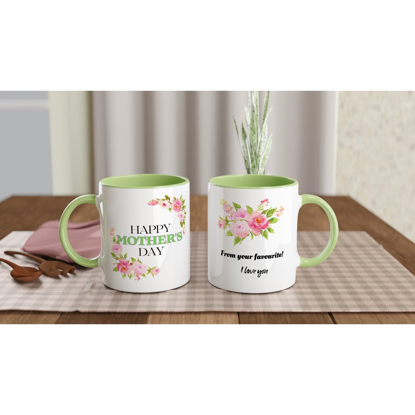 Happy Mother's Day Ceramic Mug with Colour Inside - Gift Idea From The Favourite one