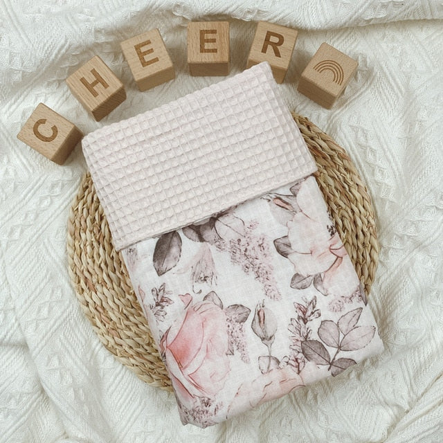 Cute Cotton Waffle Baby Swaddle Blanket, Baby Shower Gift