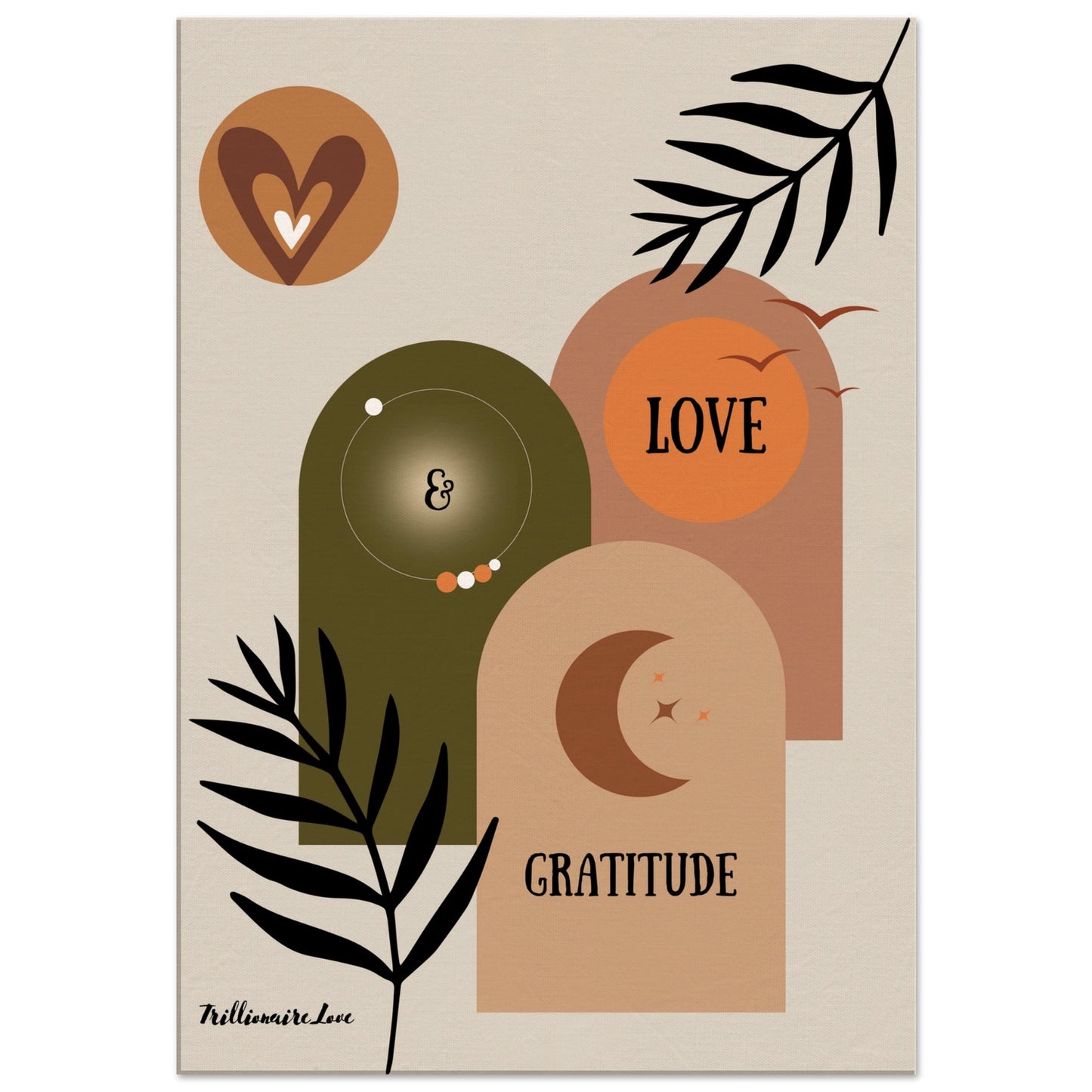 "Love & Gratitude" - Inspirational Quote Wall Decoration Canvas