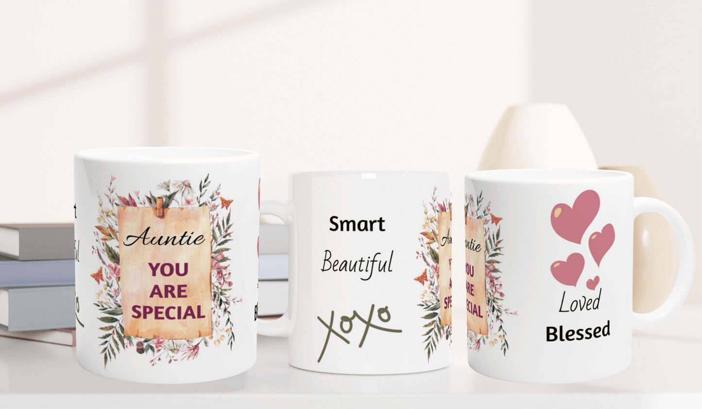 Special Auntie Gift Coffee Tea Mug, Botanical Gift