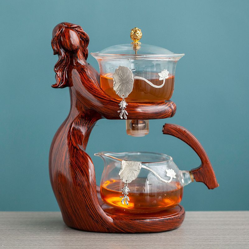 Maid Semi-automatic Tea Set Making Kungfu Glass Tea Infusers
