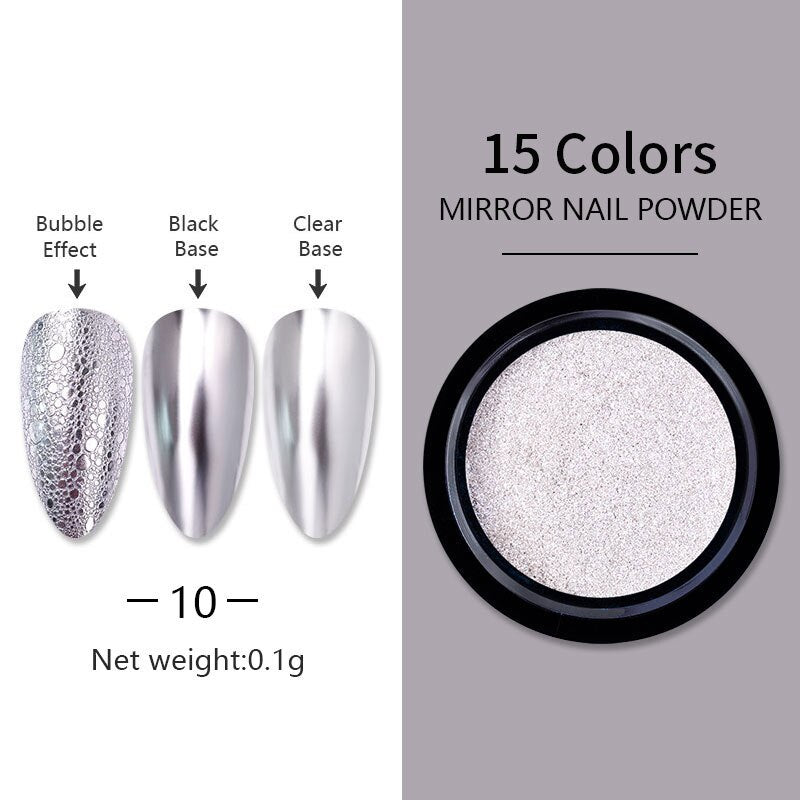 Mirror Nail Art Pigment Powder Nail Glitters Metallic Color Nail Art UV Gel Polishing Rose Gold Silver Decoration