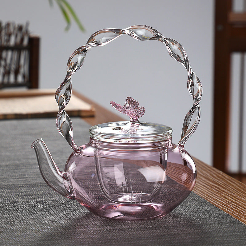 High Borosilicate Glass Twist Pattern Teapot
