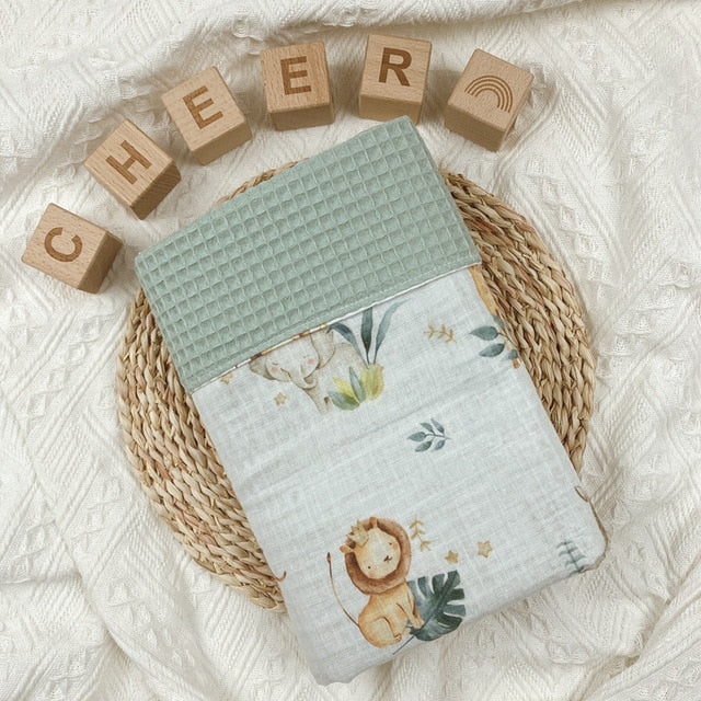 Cute Cotton Waffle Baby Swaddle Blanket, Baby Shower Gift