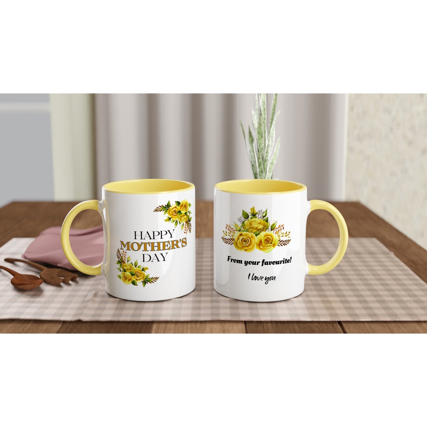 Happy Mother's Day Ceramic Mug with Colour Inside - Gift Idea From The Favourite one