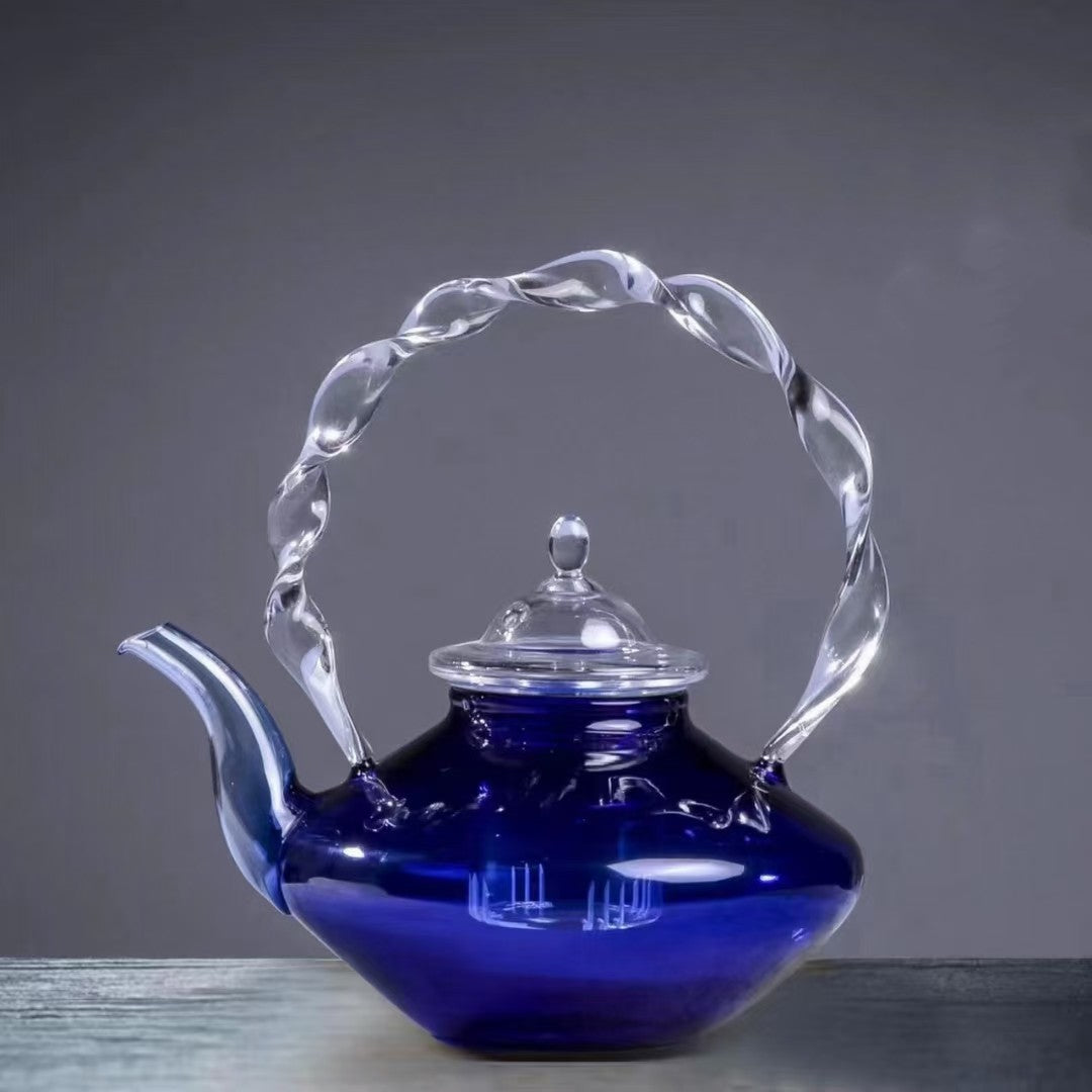 High Borosilicate Glass Twist Pattern Teapot