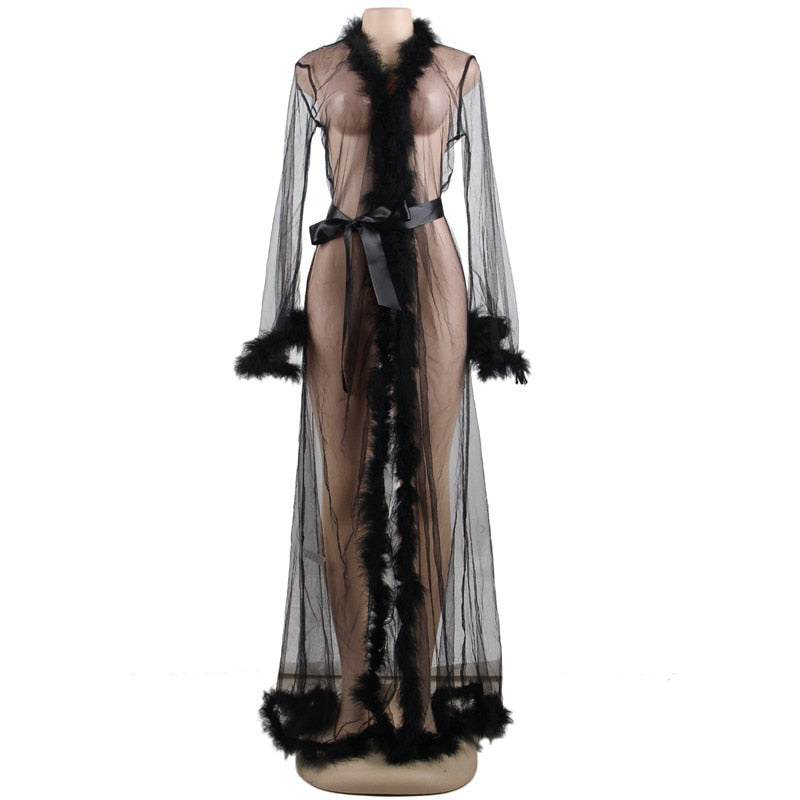 Respect My Position - Long Sheer Robe Lingerie