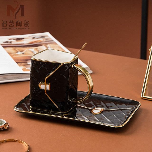 Wallet Ceramic Coffee Cup Saucer Spoon Set