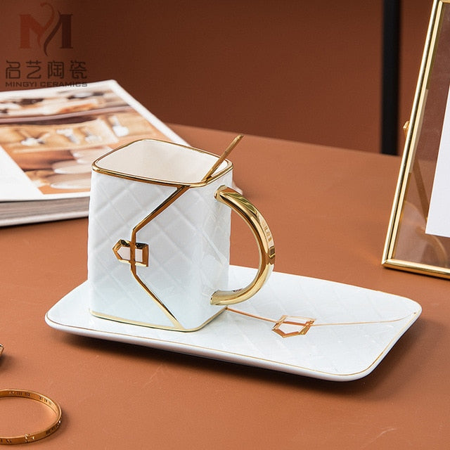 Wallet Ceramic Coffee Cup Saucer Spoon Set