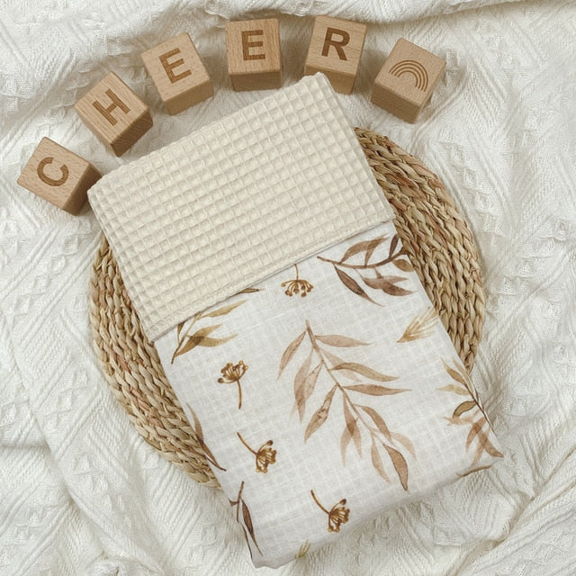 Cute Cotton Waffle Baby Swaddle Blanket, Baby Shower Gift