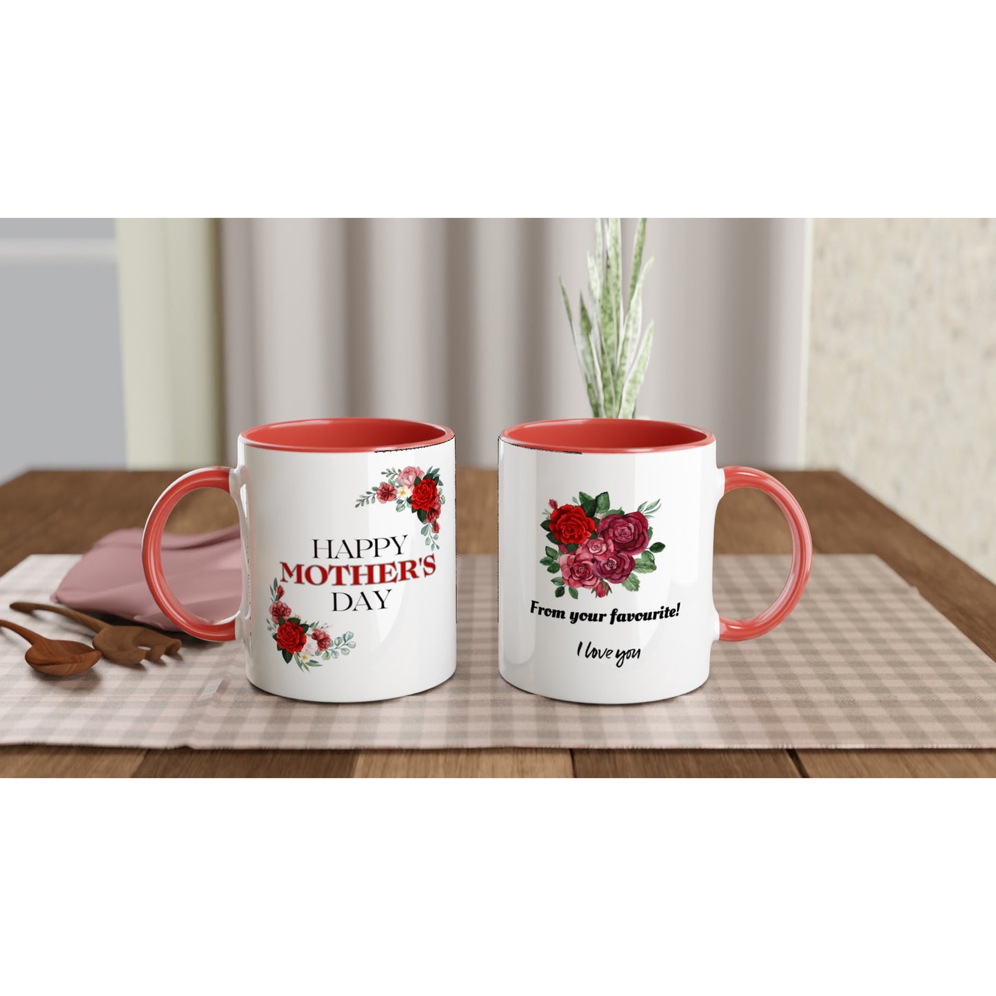 Happy Mother's Day Ceramic Mug with Colour Inside - Gift Idea From The Favourite one